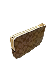 Coach F16109 Large Wristlet Double Zip Khaki Chalk