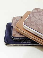 Coach F16109 Large Wristlet Double Zip Khaki Chalk