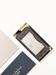 Coach F22712 Accordion Zip Wallet In Colorblock Signature Canvas Brown Black/Platinum