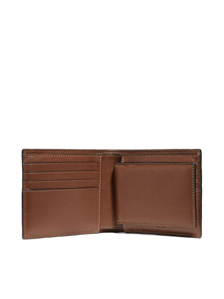 Coach F24649 Men 3in1 Varsity Leather Wallet Saddle Midnight Navy Chalk