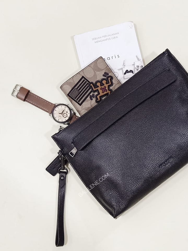 Coach F28614 Pouch Pabbled Leather Black