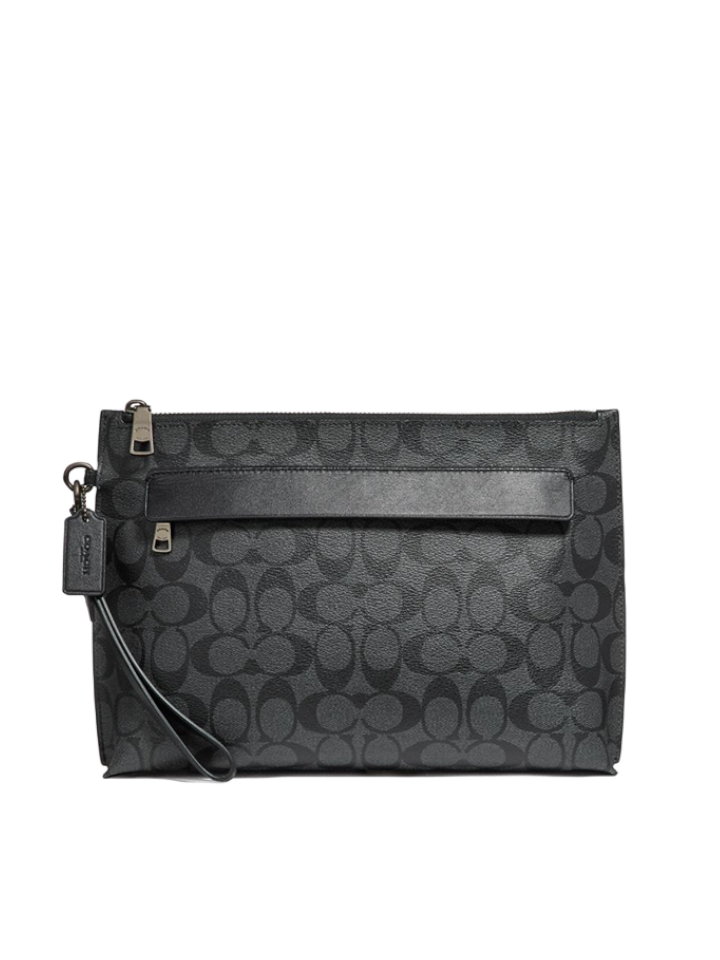 Coach-F29508-Carryall-Pouch-In-Signature-Canvas-Charcoal-Black-Balilene-depan
