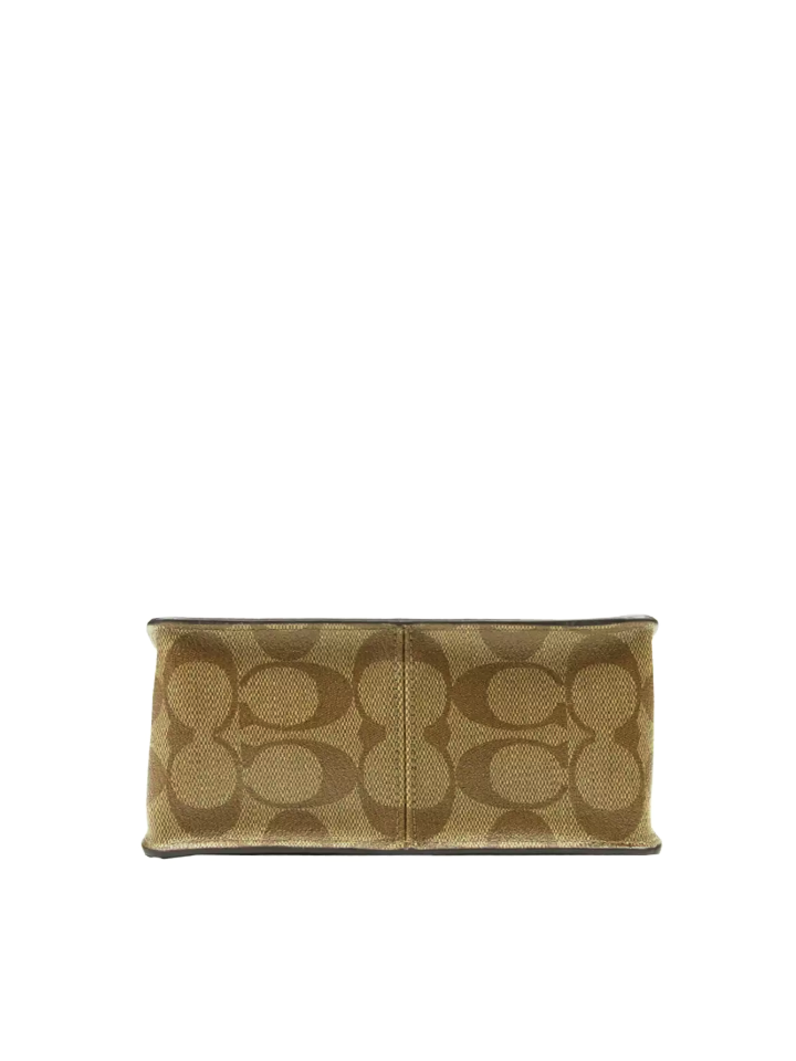 Coach F31384 Bowery Crossbody In Leather With Signature Canvas Khaki Saddle