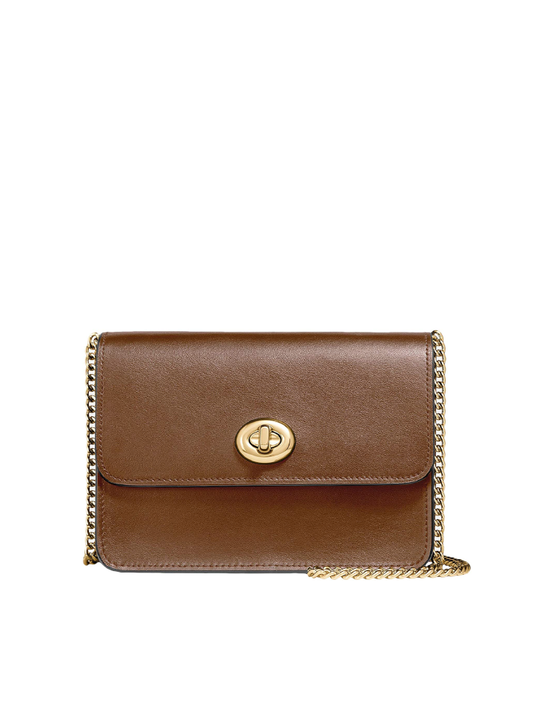 Coach F31384 Bowery Crossbody In Leather With Signature Canvas Khaki Saddle