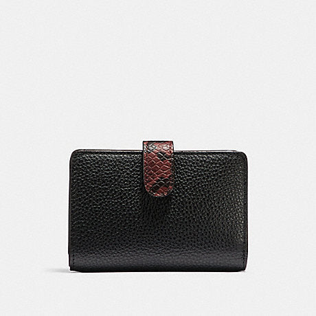 Coach F31949 Medium Corner Zip Wallet In Signature Collorblock Brown Black