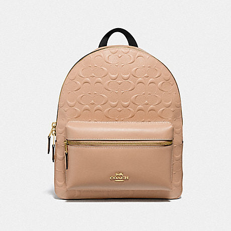 Coach F32083 Charlie Backpack Signature Desboss Beechwood