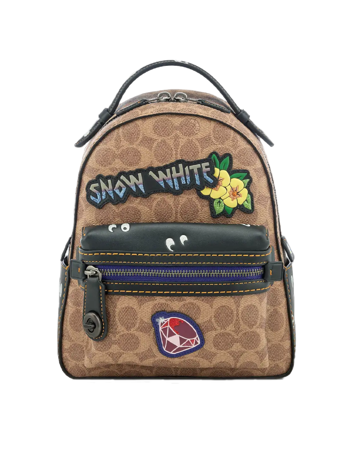    Coach-F32717-Disney-Campus-Backpack-23-In-Signature-Patchwork-Tan-Black-Multi-Balilene-depan