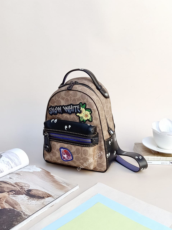 campus backpack 23 with coach print Coach Disney Campus Backpack 23 In Signature Patchwork Tan Black Multi – Balilene