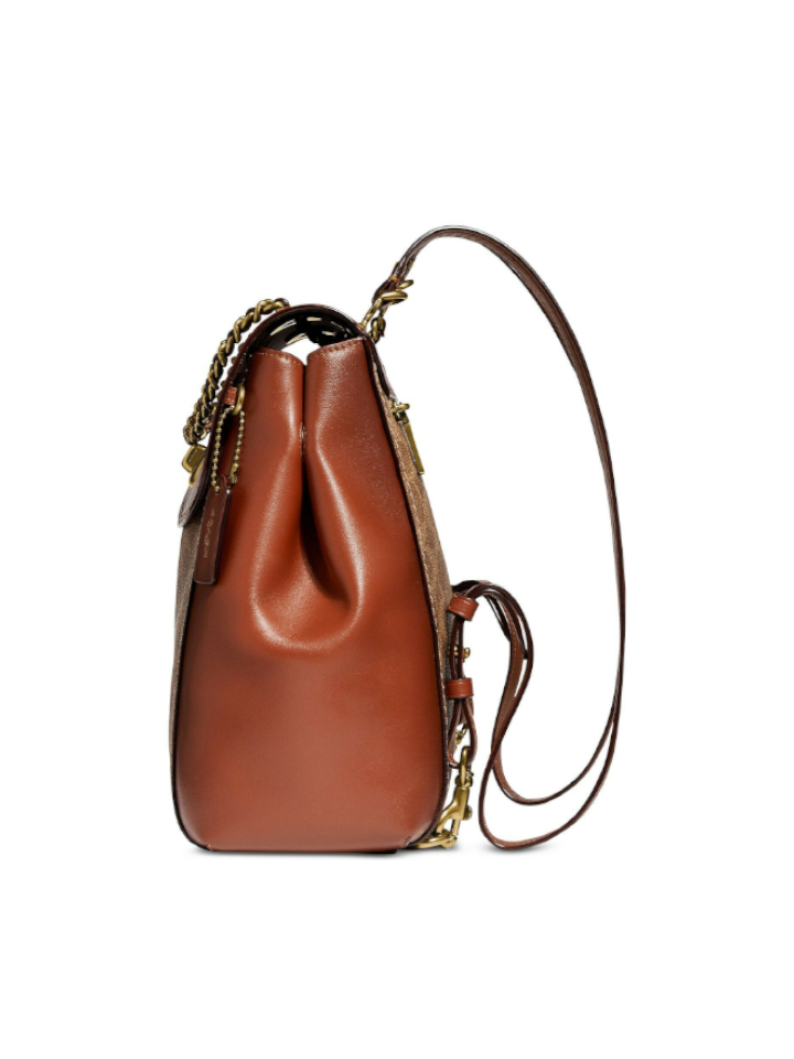 coach coated canvas signature convertible parker backpack Coach Parker Convertible Backpack In Signature Canvas Tan Rust – Balilene