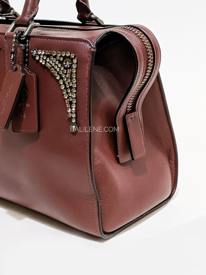 Coach F39289 Selena Gomez Crystal Embellishment Leather Wine