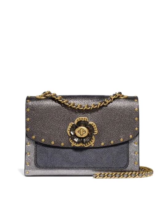 Coach F39680 Parker 18 Signature Rivets Charcoal Mettalic Graphite
