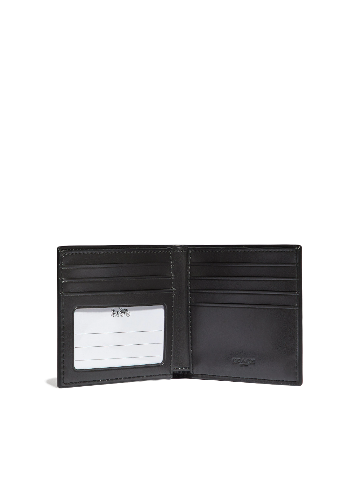 Coach-F66551-Id-Billfold-Wallet-In-Signature-Canvas-Charcoal-Gunmetal-Tan-Balilene-dalam