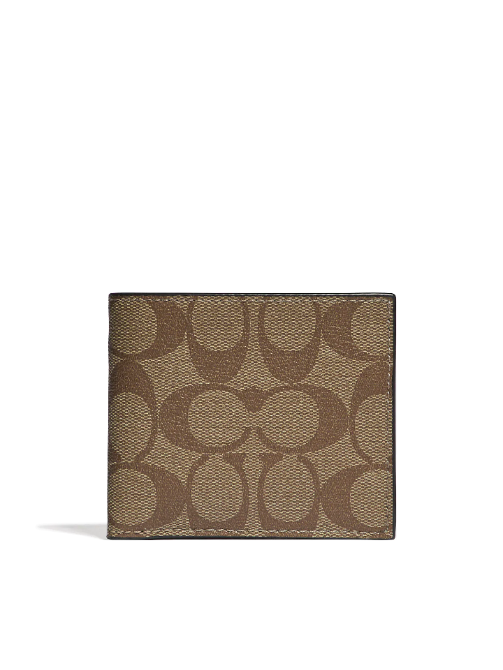 Coach-F66551-Id-Billfold-Wallet-In-Signature-Canvas-Charcoal-Gunmetal-Tan-Balilene-depan