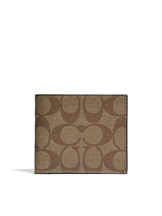Coach-F66551-Id-Billfold-Wallet-In-Signature-Canvas-Charcoal-Gunmetal-Tan-Balilene-depan