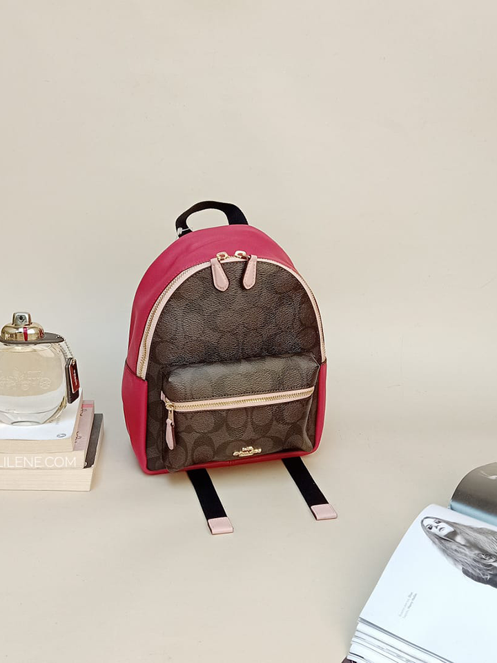 coach f66879 mini charlie backpack tossed peony floral oxblood Coach F68094 Mini Charlie Backpack In Colorblock Signature Canvas Brow – Balilene
