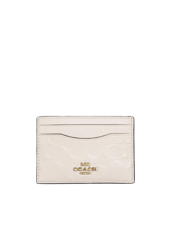 Coach F73601 Card Case In Signature Leather Chalk