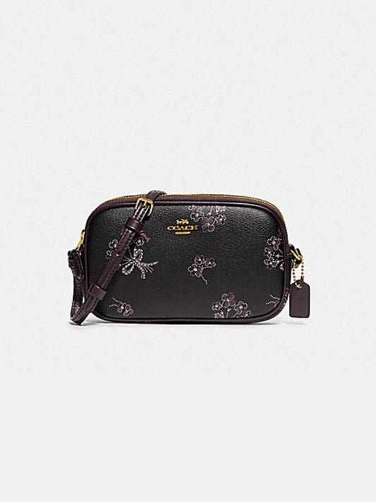 Coach F78087 Ribbon Bouquet Crossbody Pouch Black Pink Multi