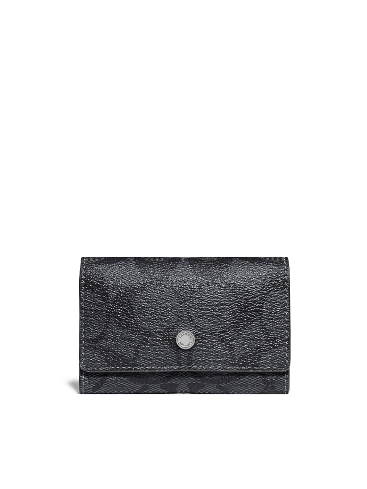 Coach-F78675-Five-Ring-Key-Case-In-Signature-Canvas-Charcoal-Balilene-depan