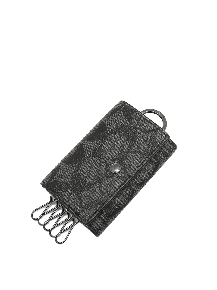 Coach Five Ring Key Case In Signature Canvas Charcoal – Balilene