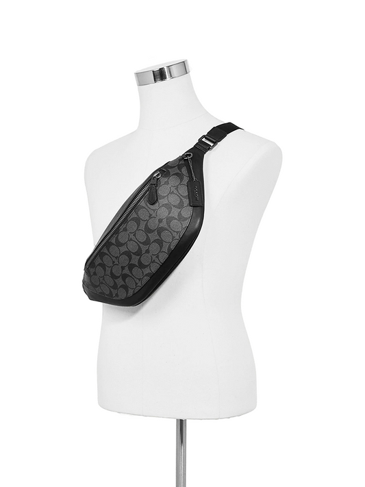    Coach-F78777-Warren-Belt-Bag-In-Signature-Canvas-Charcoal-Black-Balilene-onmodel