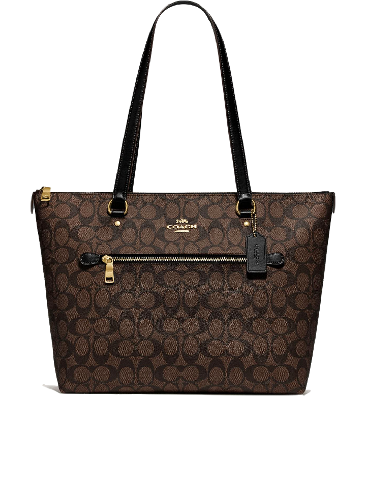 Coach-F79609-Gallery-Tote-In-Signature-Canvas-Brown-Black-Balilene-depan