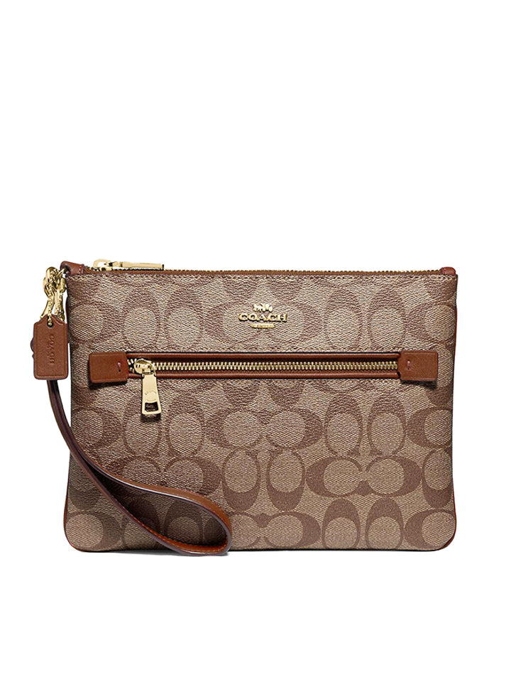 Coach F79896 Gallery Pouch In Signature Khaki Saddle