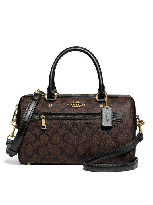 Coach Rowan Satchel In Signature Canvas Brown Black