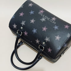 Coach F84722 Rowan Satchel With Dot Star Print Black Multi
