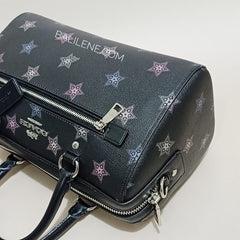 Coach F84722 Rowan Satchel With Dot Star Print Black Multi