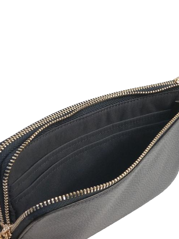 Coach Double Zip Wallet In Polished Pebble Leather Black