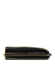 Coach Double Zip Wallet In Polished Pebble Leather Black