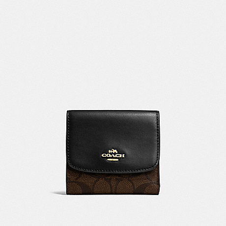 Coach F87589  Signature Pvc Small Wallet Brown Black