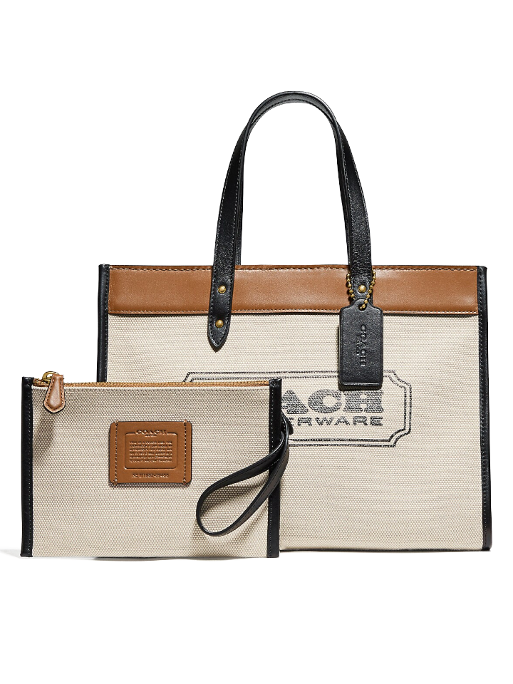 Coach Field Tote 30 With Coach Badge Light Saddle