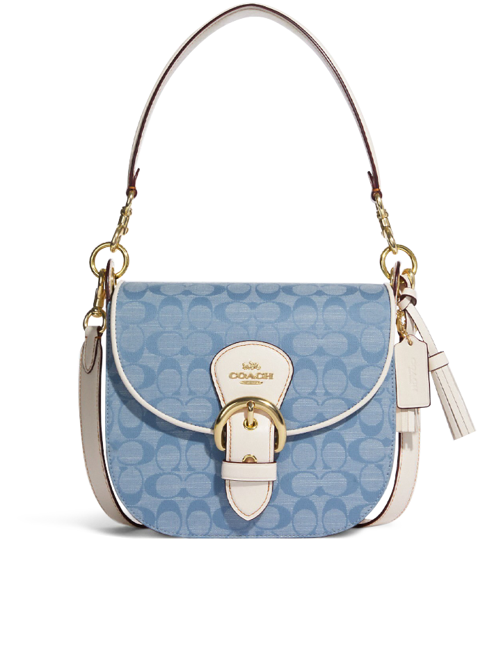 Coach Kleo Shoulder Bag 23 In Signature Chambray Light Denim Chalk