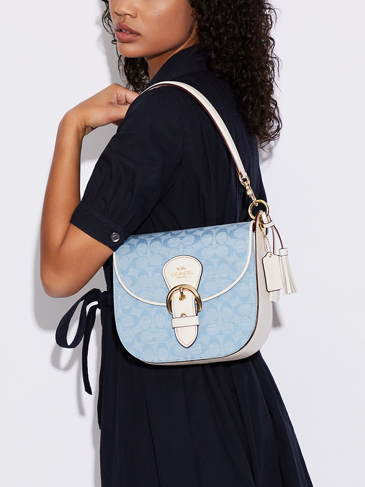 coach backpack kleo Coach Kleo Shoulder Bag 23 In Signature Chambray Light Denim Chalk – Balilene