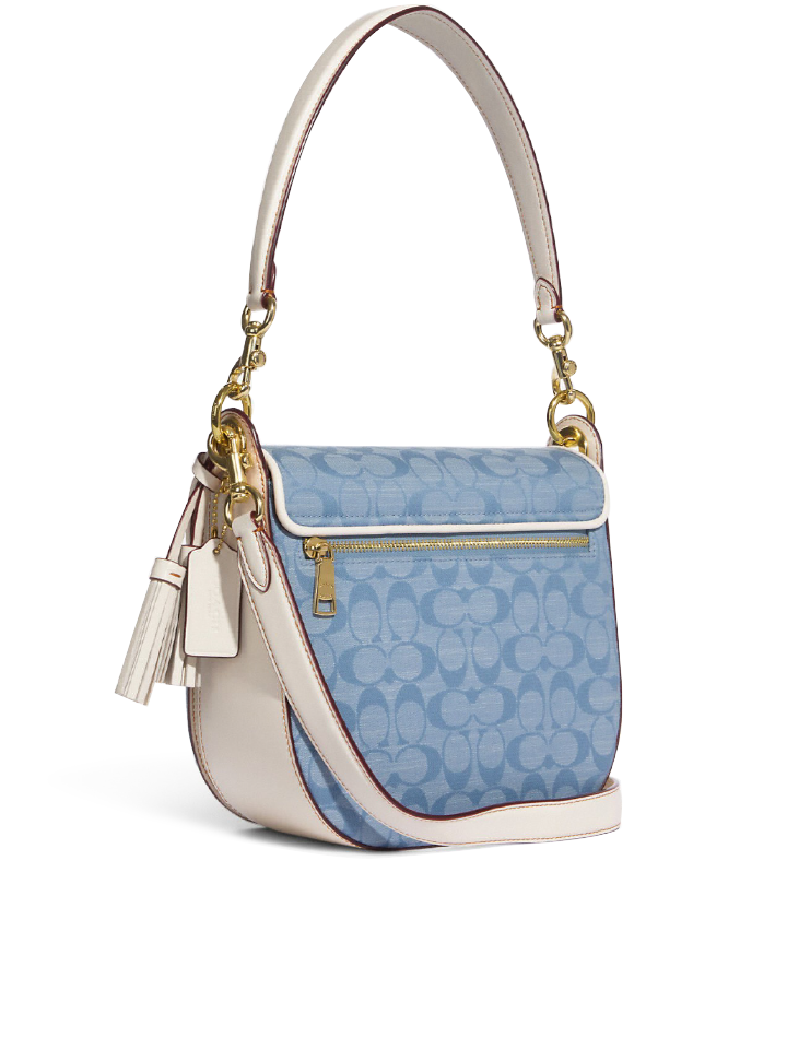 Coach Kleo Shoulder Bag 23 In Signature Chambray Light Denim Chalk