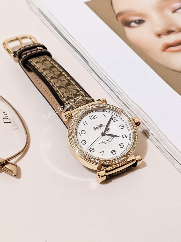 Coach Madison Gold-Tone Women Watch with Signature Strap