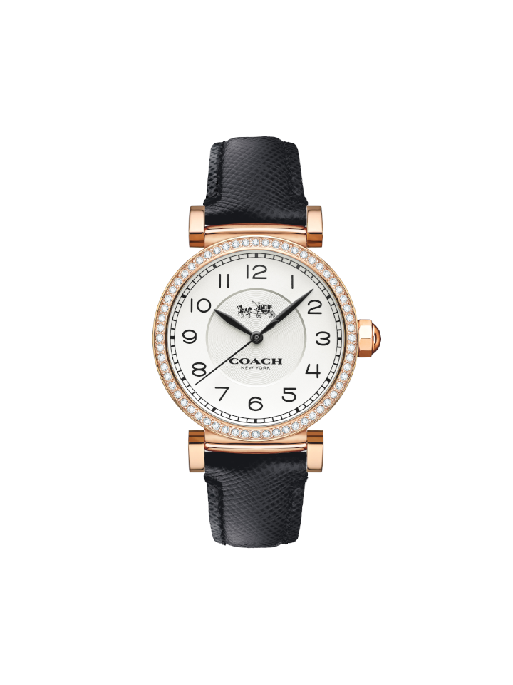 Coach Madison Rose Gold Women Watch with Leather Strap Black