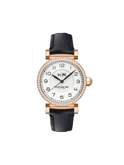 Coach Madison Rose Gold Women Watch with Leather Strap Black Balilene