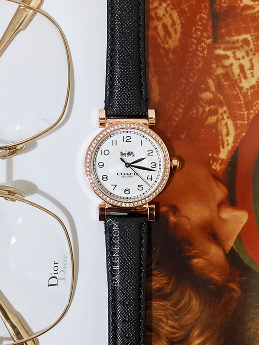 Coach-Madison-Rose-Gold-Women-Watch-with-Leather-Strap-Black-Balilene-detail-depan