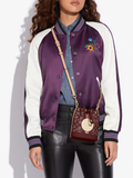 Coach Mini Dempsey Bucket Bag In Signature Jacquard With Stripe And Coach Patch Wine Multi