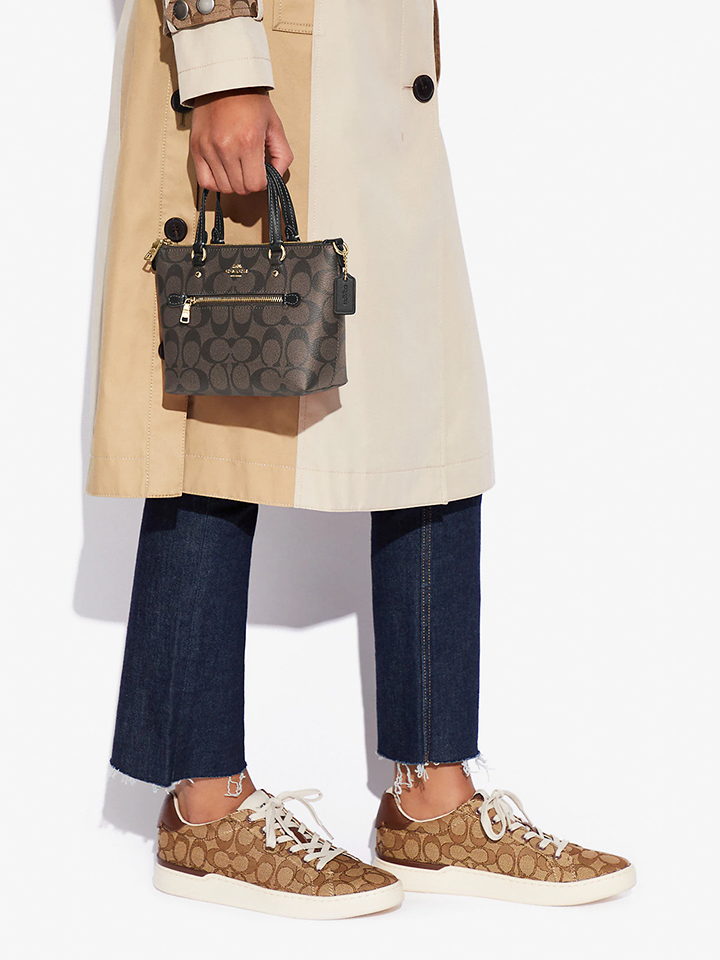 Coach Mini Gallery Crossbody In Signature Canvas Brown Black