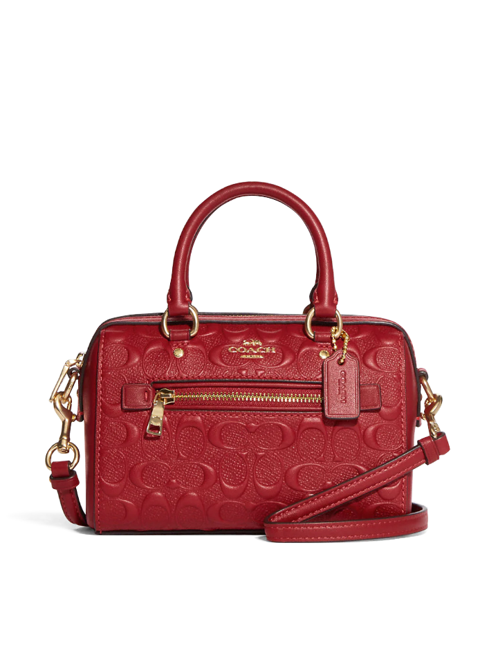 Coach Mini Rowan Crossbody In Signature Leather Red Balilene