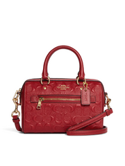 Coach CC944 Mini Rowan Signature Embossed good Leather Gold/1941 Red