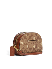 Coach Mini Serena Crossbody In Signature Canvas With Snowflake Print Khaki/Gold Multi