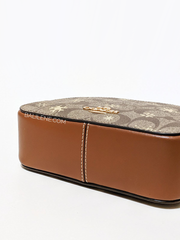 Coach Mini Serena Crossbody In Signature Canvas With Snowflake Print Khaki/Gold Multi