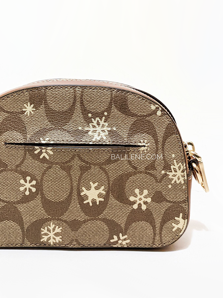 Coach Mini Serena Crossbody In Signature Canvas With Snowflake Print Khaki/Gold Multi