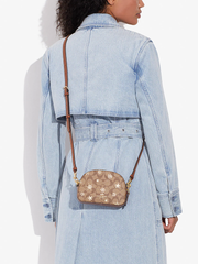 Coach Mini Serena Crossbody In Signature Canvas With Snowflake Print Khaki/Gold Multi