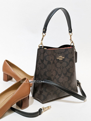 Coach-Mollie-Bucket-Bag-22-In-Signature-Canvas-Brown-Black-Balilene-detail-depan