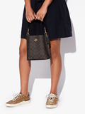    Coach-Mollie-Bucket-Bag-22-In-Signature-Canvas-Brown-Black-Balilene-onmodel